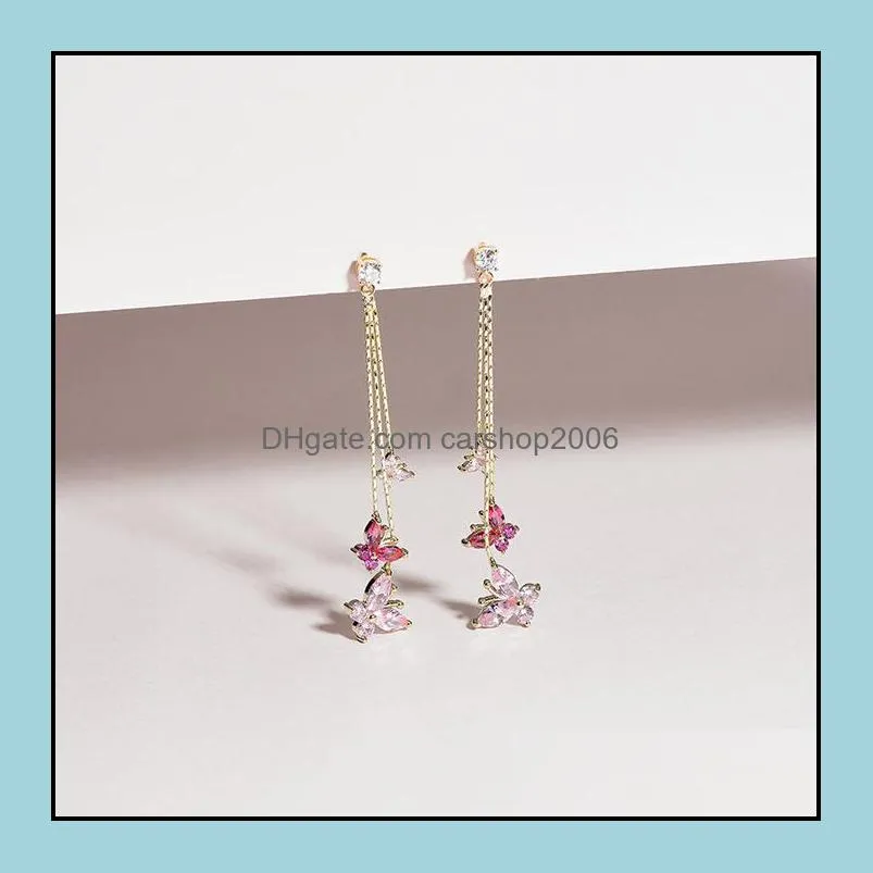 mini purple dangle earrings jewelry colorful zircon drop earring bling crystal ear stud for summer accessories girls a20z