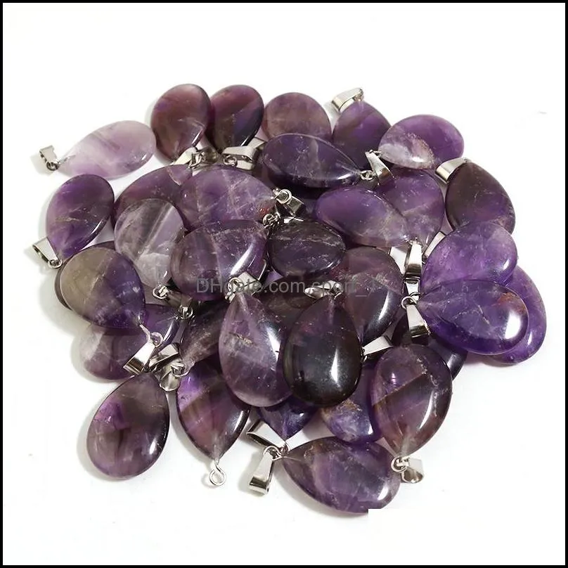 Natural Stone Waterdrop Charms Crystal Amethysts Necklace Lapis Lazuli PendantsTear Beads For Jewelry Making Earring Gems