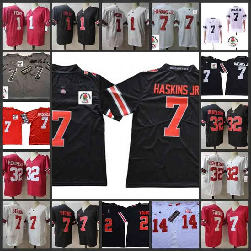 Xflsp 7 Dwayne Haskins Jersey 2022 College Ohio State Buckeyes Maillots de football cousus 1 Justin Fields 2 Chase Young 33 Master Teague 14