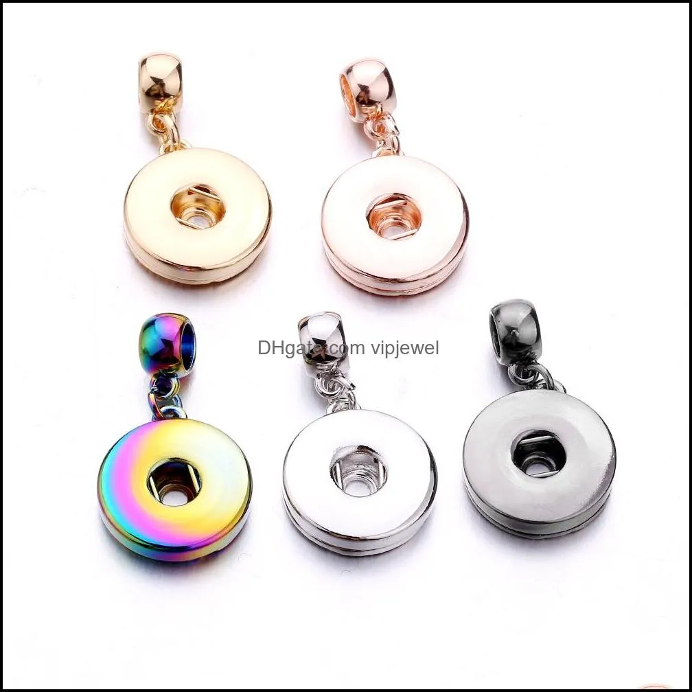 Charms Jewelry Findings Components Sier Gold Metal 18Mm Ginger Snap Button Base Pendant For Diy Snaps Buttons Neckl Dhzj6