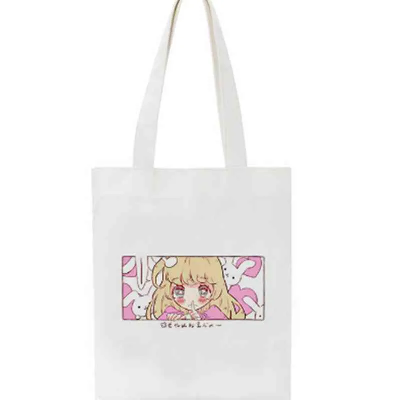 Japane punk Vintage kawaii Anime sac en toile dessin animé Harajuku Preppy sac de shopping décontracté grande capacité doux femmes sacs à bandoulière