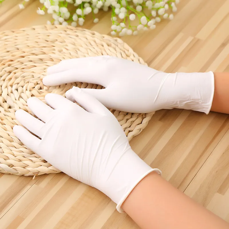 Wegwerp witte nitrilhandschoenen poeder gratis voor inspectie industrieel lab en supermaket comfortabel