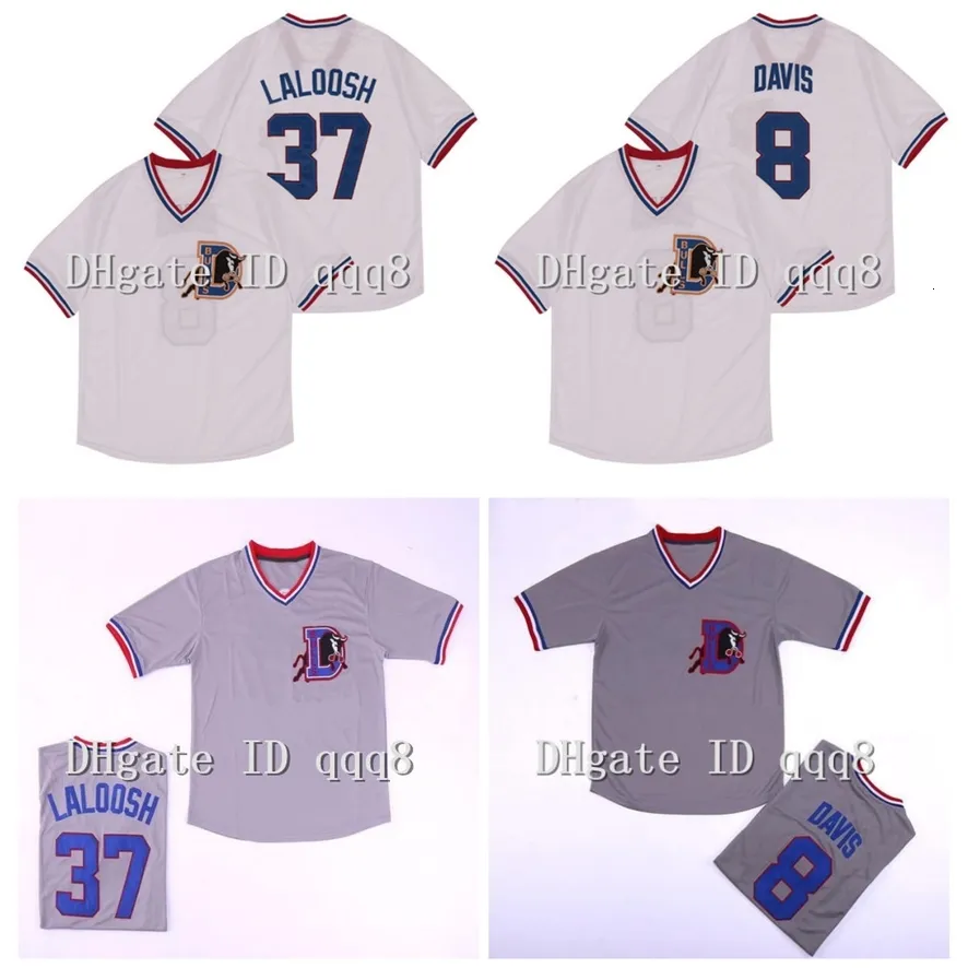 NA85 37 Nuke Laloosh Jersey 8 Crash Davis 1988 Bull Durham Baseball Trikot grauer weißer Pullover 100% genäht