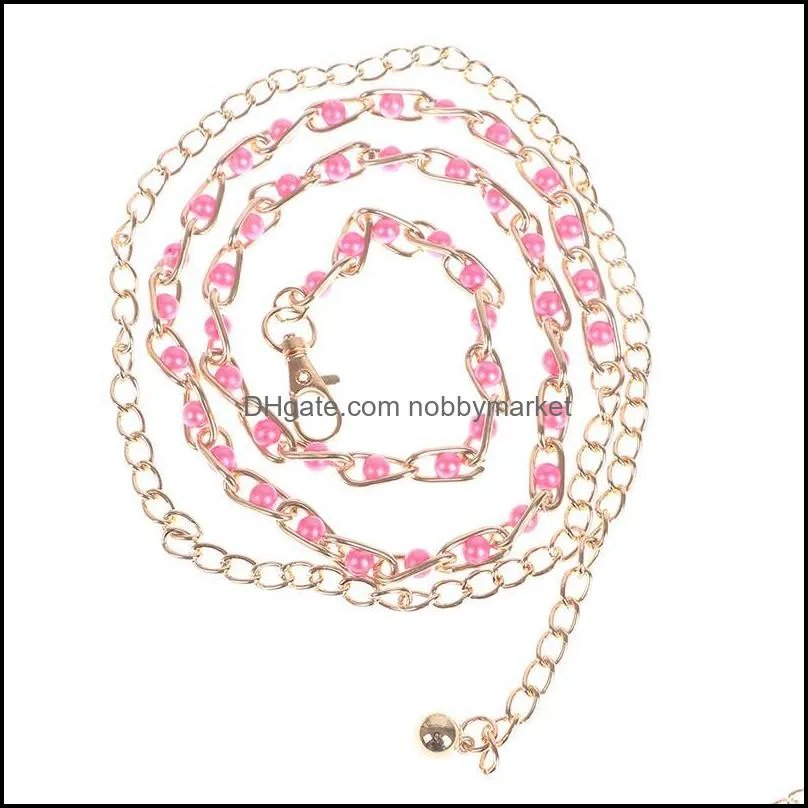 Belts 1Pcs Women Strap Dress Belt Pearl Decorative Elegant Ladies Metal Adjustable Thin Waist Chain Clothess Accessories