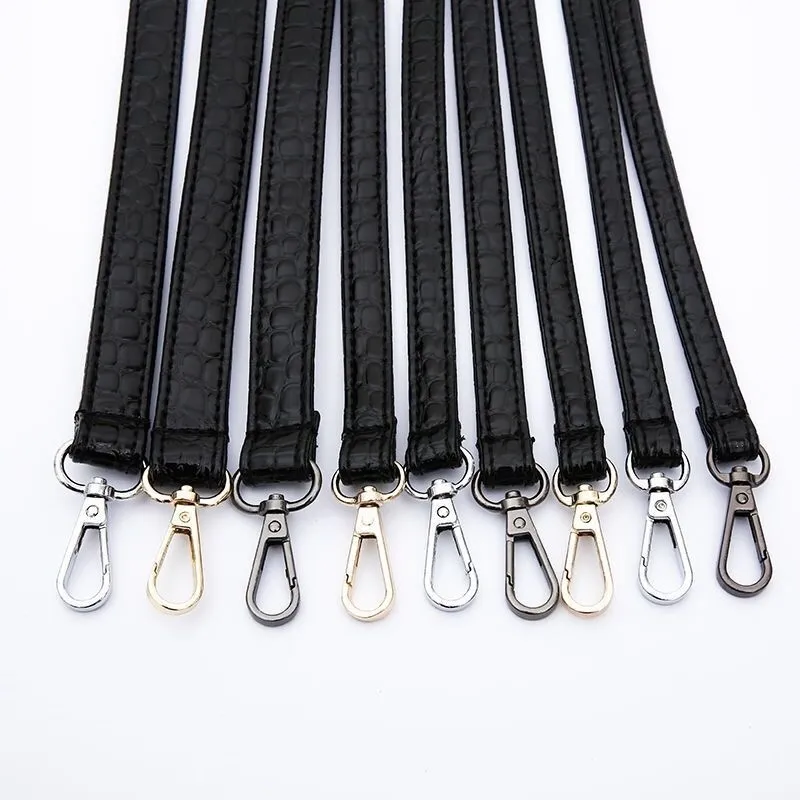Sangle de sac noir bricolage remplacement réglable PU sac à bandoulière en cuir sangles ceintures pour sacs à main sacs à main 4 couleurs en métal 210302