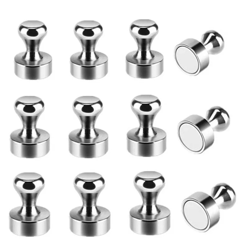 12Pcs Super Strong Neodymium Magnet Magnetic Pushpins Sucker Thumbtack Durable Steel Magnet Push Pin for Refrigerator Whiteboard 20220422 D3