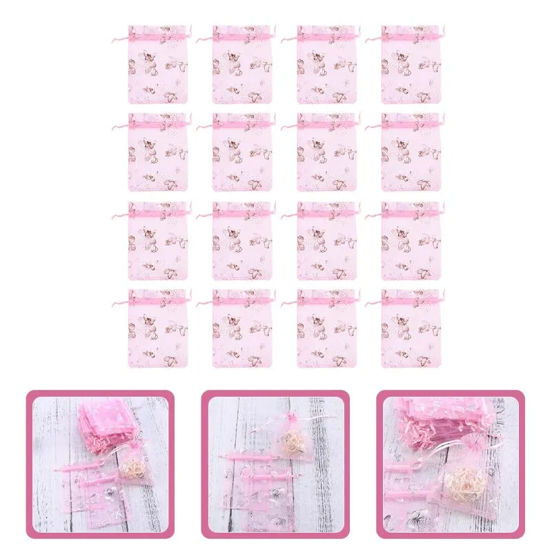 Gift Wrap 100pcs Mesh Drawstring Bags Butterflies Pattern Wedding Party Gifts Candies BagGift