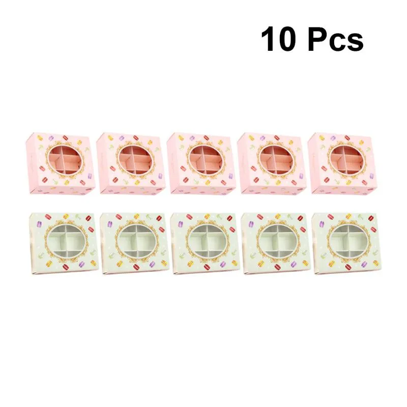 GRANTO DE GREST 10PCS Caixa de armazenamento de macaron Caixa de panificação 6 grades de biscoito de bolo de biscoito de bolo de bolo de bolo de festa de festa com windowgift transparente