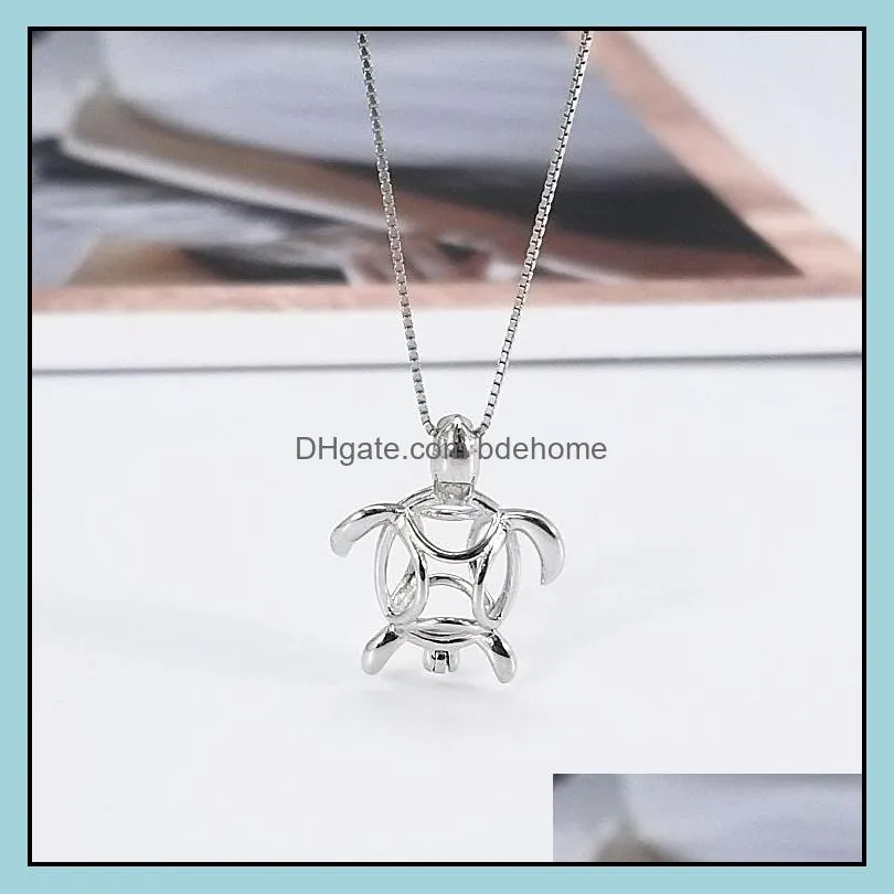 Wholesale Tortoise pearl/Ball Cage Hanging DIY Accessories S925 Silver Necklace Movable Box Manufacturer Free Shipping
