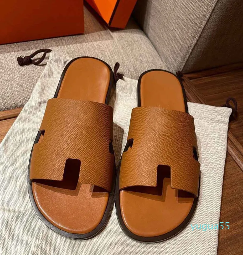 여름 고급 Izmir Sandals 신발 송아지 가죽 가죽 남자 슬리퍼는 해변 슬라이드 아파트 소년의 플립 플롭 샌들 리아 EU38-46.2022에 미끄러짐