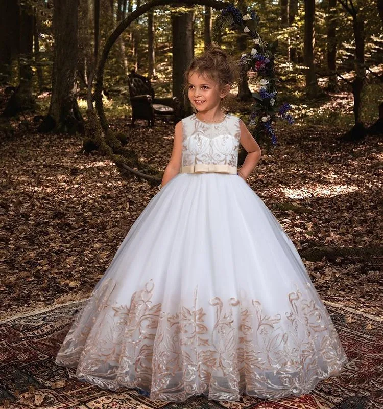 Vestido blanco largo de dama de honor para niñas, vestidos de lentejuelas  para niños, Princesa de Navidad, fiesta de cumpleaños, boda, Vestido de  Graduación - AliExpress