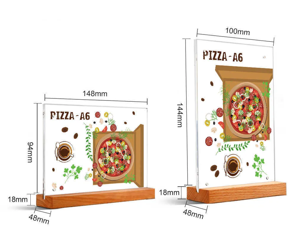 A6 Holz-Acryl-Bilderrahmen, Schreibtisch-Schilderhalter, Menüständer, Werbeplakatrahmen, Kunst-Fotorahmen, Etikettenhalter, Tischpreis-Präsentationsständer