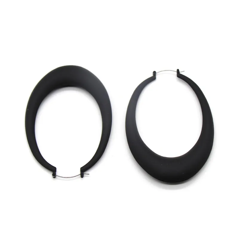 Charm Creative original niche design Exaggerated Oval Graphic Solid Color Rubber Lacquer Earrings Iron Material Black
