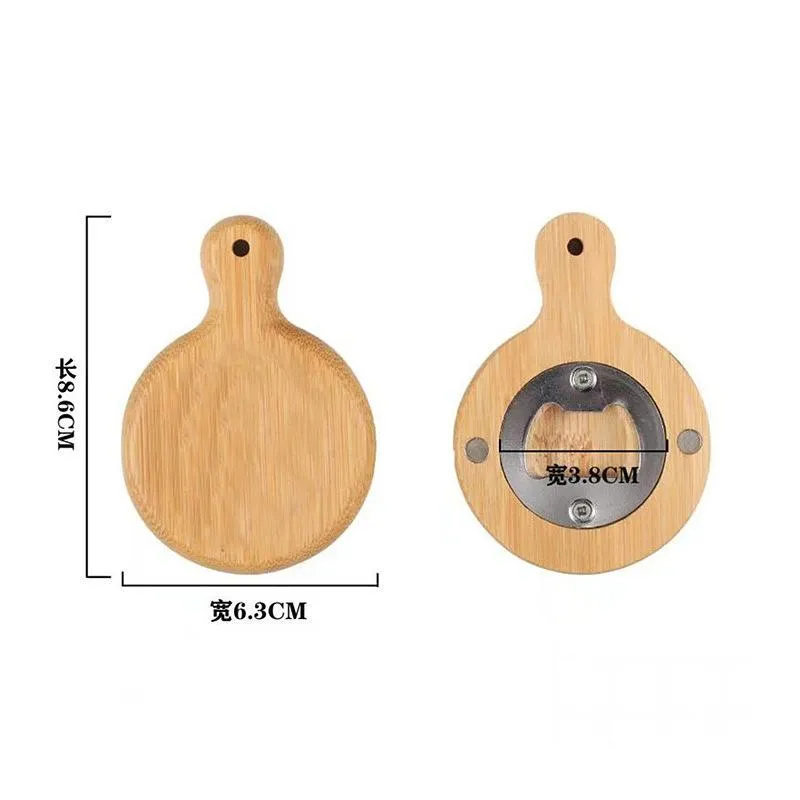 Customize Logo Wood Beer Opener with Magnet Wooden and Bamboo Refrigerator Magnet Magnetic Bottle Openers Kitchen Tools k1081