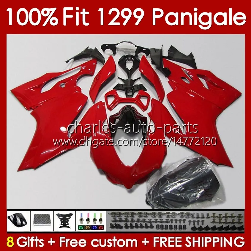 OEM Body For DUCATI Panigale red glossy 959 1299 S R 959R 1299R 15-18 Bodywork 140No.4 959-1299 959S 1299S 15 16 17 18 Frame 2015 2016 2017 2018 Injection mold Fairing blk