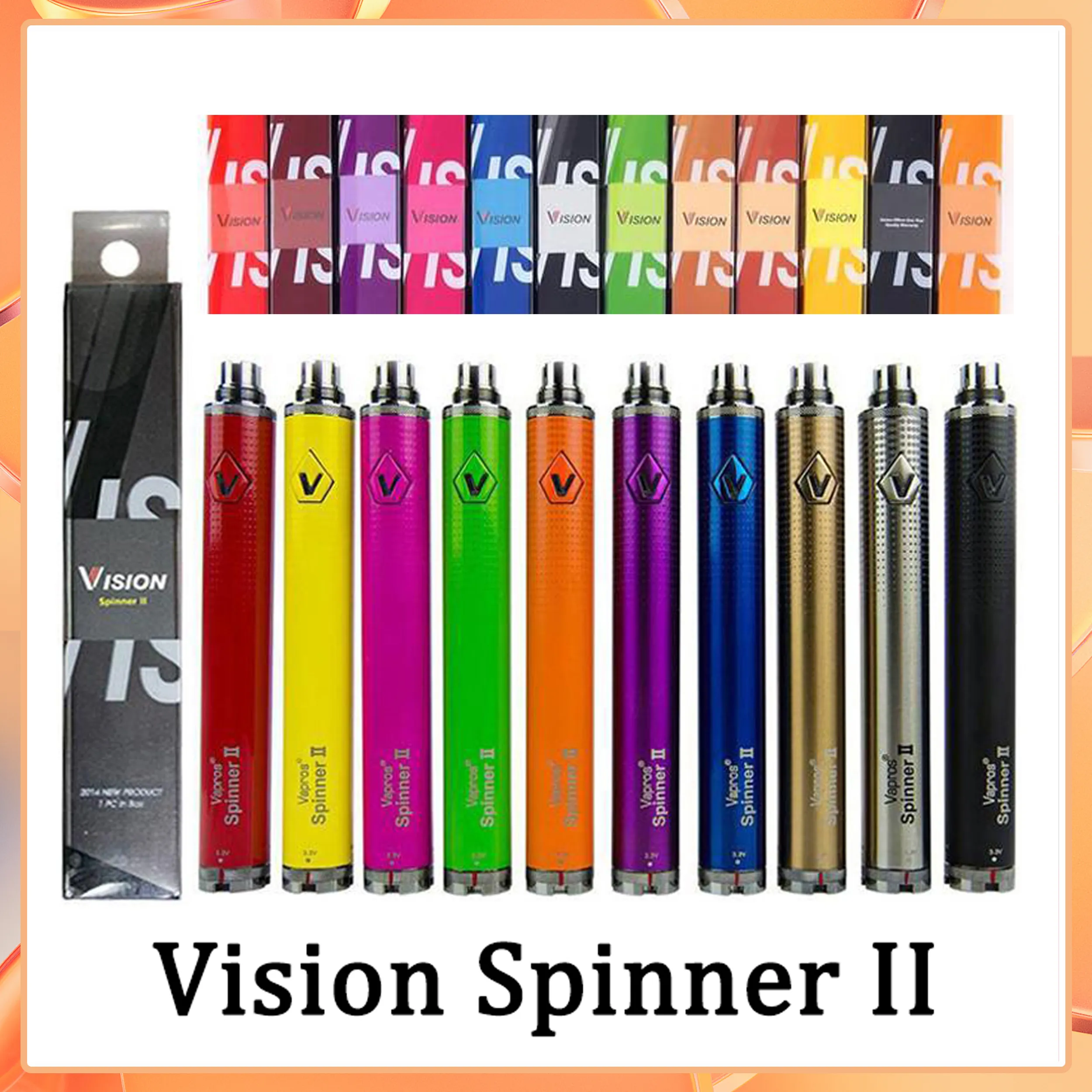 Vision spinner 2 II 1600mah Ego C twist Vision2 Battery E Cigs Electronic Cigarettes atomizer Clearomizer Colorful Fast Send