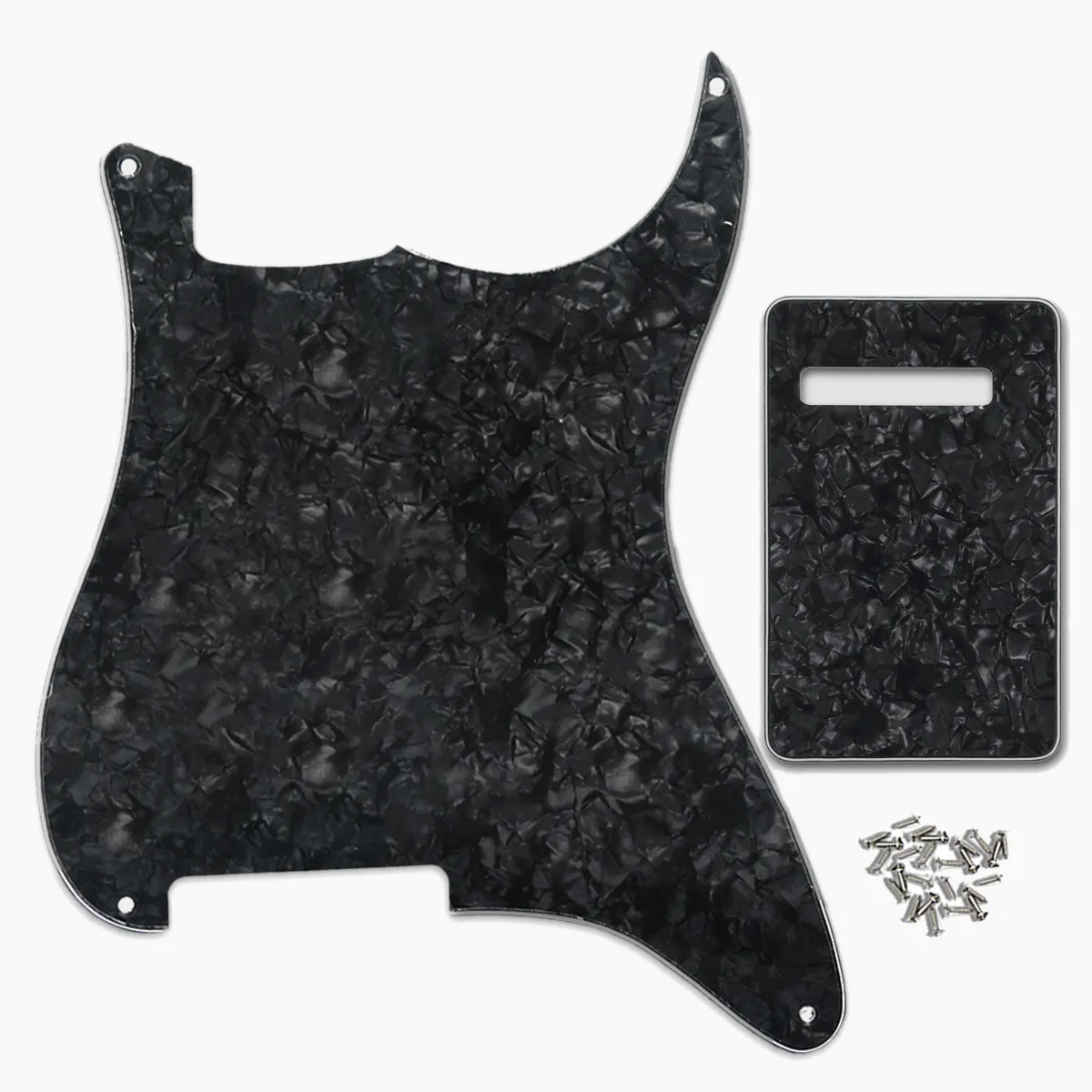 4 -Hole St Guitar Pickguard Niestandardowy pusty materiał na zarysowanie ze śrubami do akcesoriów gitarowych Czarna perła 4ply