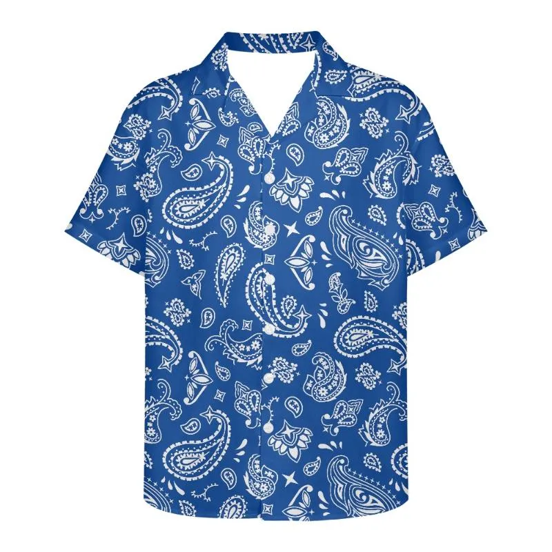 Mäns avslappnade skjortor sommar för män hawaiian paisley 3d mönster kubanska guayabera toppar skjorta stor storlek korta ärmkläder