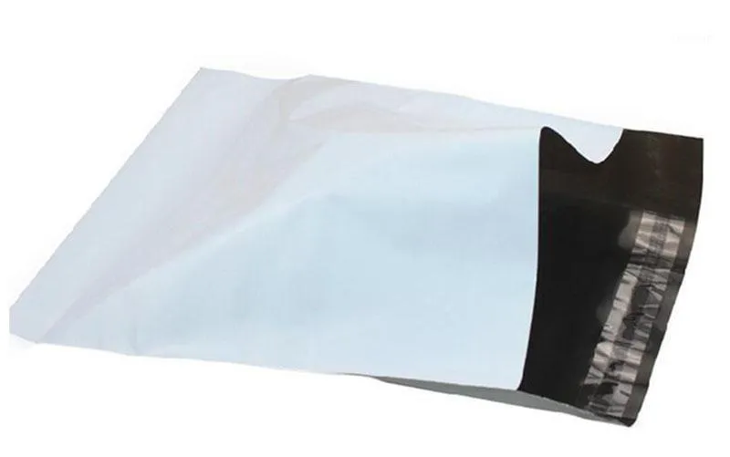 100 шт. / Лот 11 * 11 + 4см белый полиэтилерной почтовой рассылка упаковка Pocket Express Courier Poughation Concred Convecte пластиковые почтовики упаковывают сумку