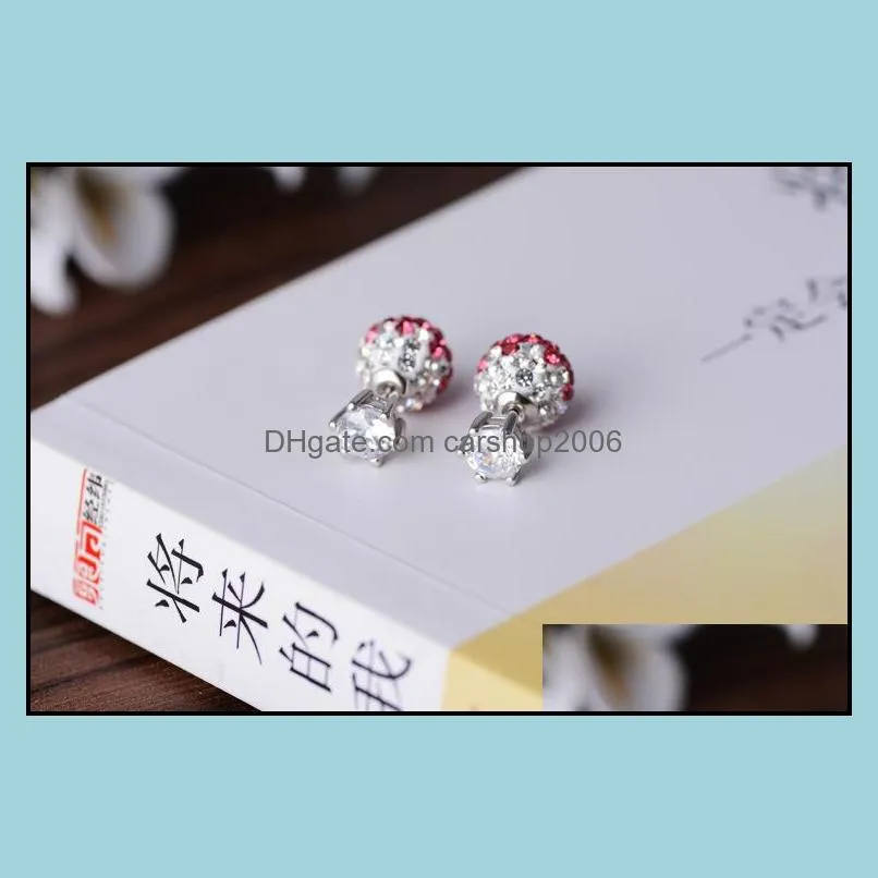 silver earrings earring hot sale crystal two functions stud earrings for women girl party fashion jewelry wholesale free shipping -