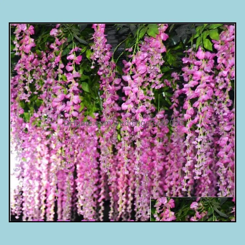 elegant artificial silk flower wisteria vine rattan for wedding centerpieces decorations bouquet garland home free shipping