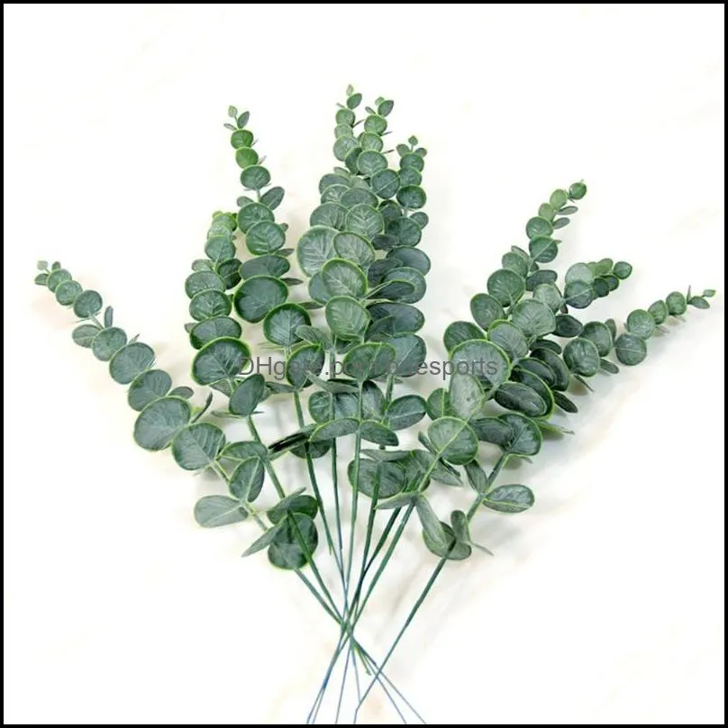 5/10Pcs/Lot Green Simulation Eucalyptus Leaf Christmas Decoration Artificial Plants For Wedding Shooting Prop Home Decorative Flowers &