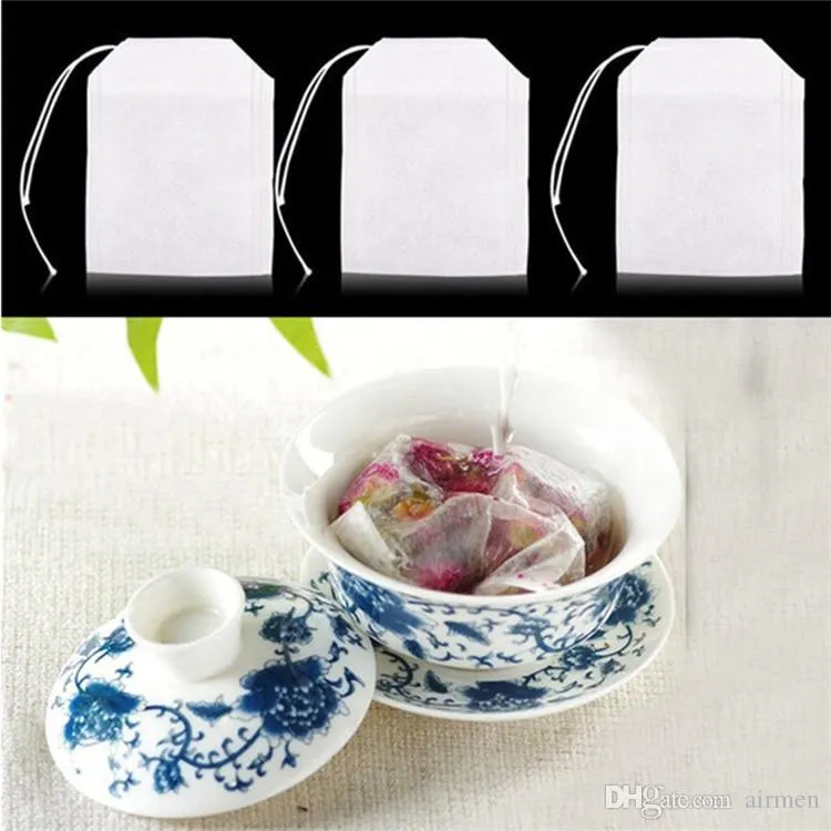 Fashion Hot Empty Teabags Tea Bags String Heal Seal Filter Paper Teabag 5.5 x 7CM for Herb Loose Tea