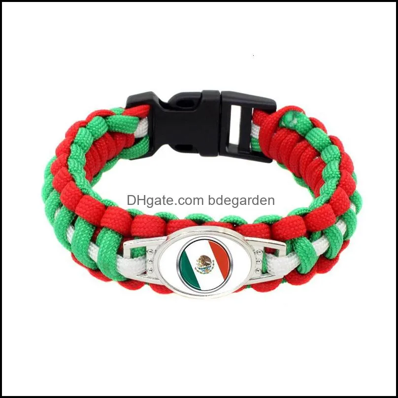 México Flag Paracord Supervivencia Bracelets de cámara al aire libre para mujeres Men Girl Friendship Rope 550 7 Pulsera Joyería Drop entrega 2021