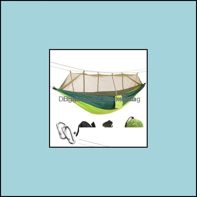 Hammocks Outdoor Furniture Home & Garden12 Colors Portable With Mosquito Net Single-Person Hammock Hanging Bed Folded Into The Pouch For