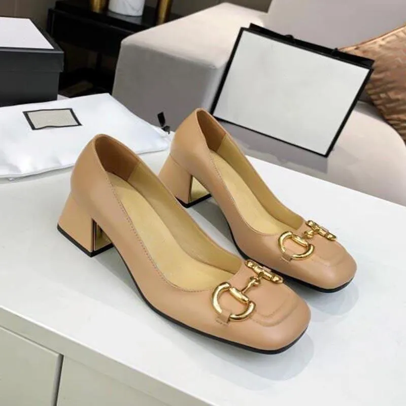 Sandal designer high heel women`s shoes fashion office single shoe leather one step metal decoration comfortable professional beautiful big size work