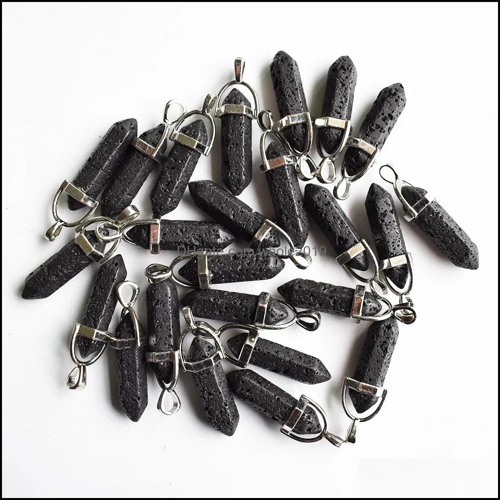 natural stone charms lava stone bullet shape charms point chakra pendants for jewelry necklace earrings making