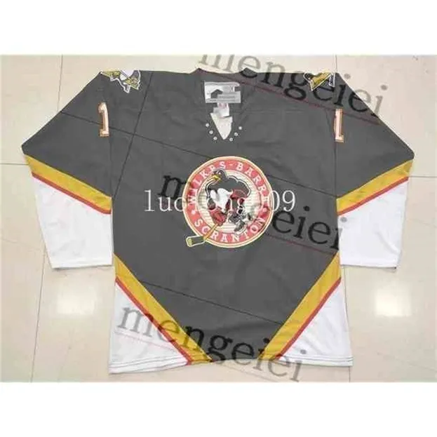 Nik1 Personalizza Wilkes Barre Scranton Penguins 1 FROM DWIGHT Maglia da hockey Ricamo Cucito qualsiasi numero e nome Maglie