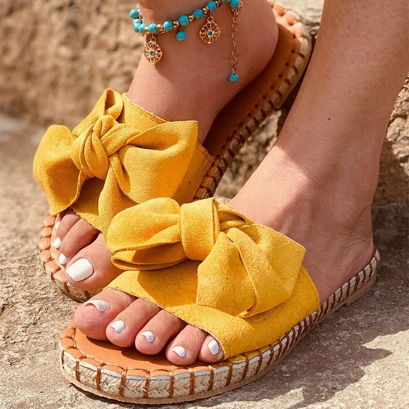 McCkle Kadın Terlik Plaj Ayakkabı Sıradan Dikiş Bayanlar Düz Slaytlar Yaz 2021 Bowknot Kadın Sandalet Konforlu Kadın Ayakkabı Yeni 210301