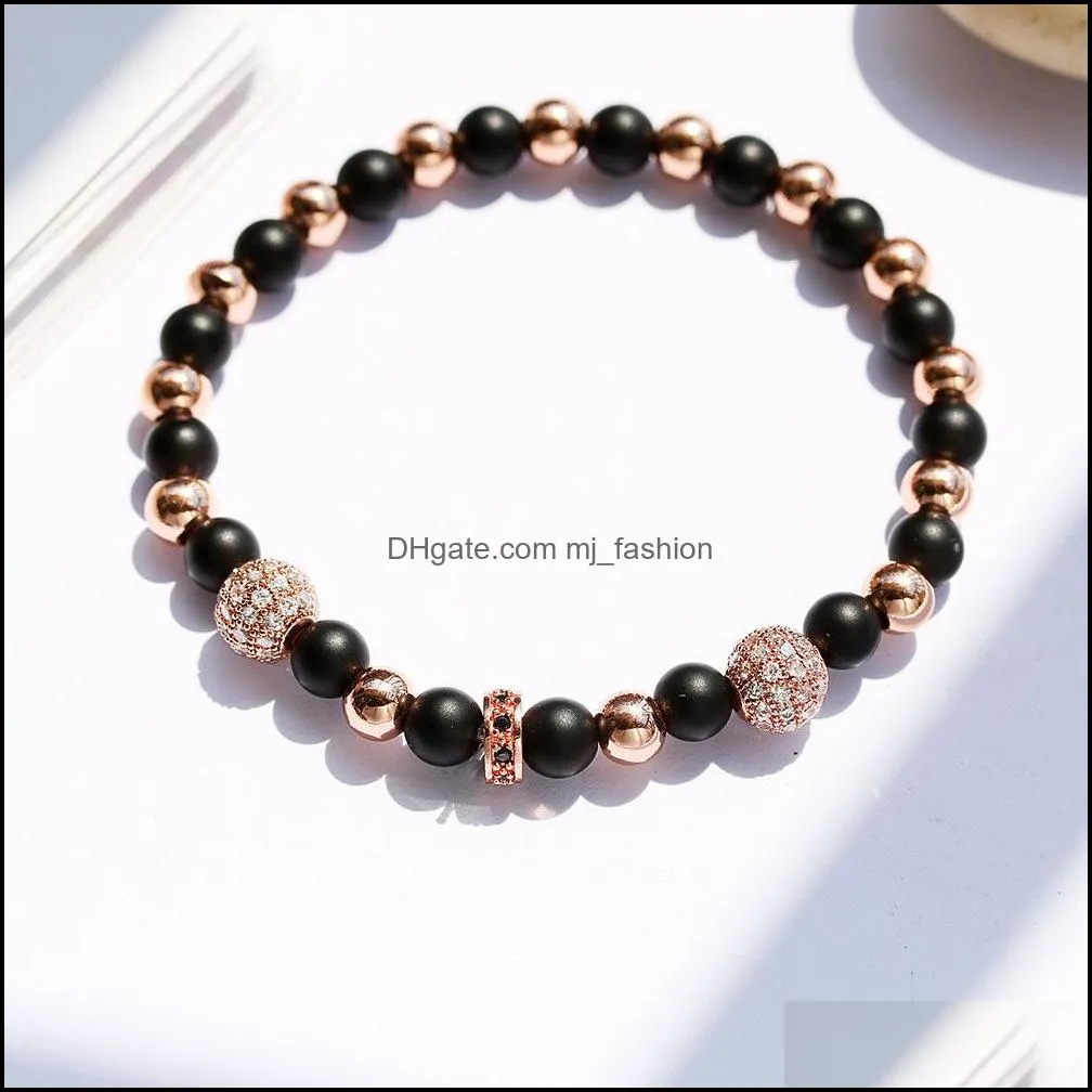 new arrival copper beads bracelets for women men prayer lucky wealth healing black frosted stone fashion valentine`s day jewelry-y