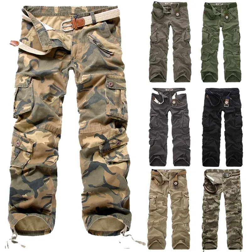 Pantalons pour hommes Cargo hommes Camouflage pantalon décontracté multi-poches armée travail Combat hommes militaire grande taille 220826