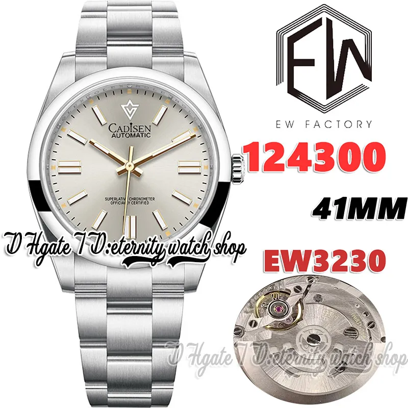 EWF V3 ew124300 Cal.3230 EW3230 Montre automatique pour homme 41MM Marqueurs de bâton à cadran argenté Bracelet en acier inoxydable 904L avec la même carte de garantie de série Montres éternité