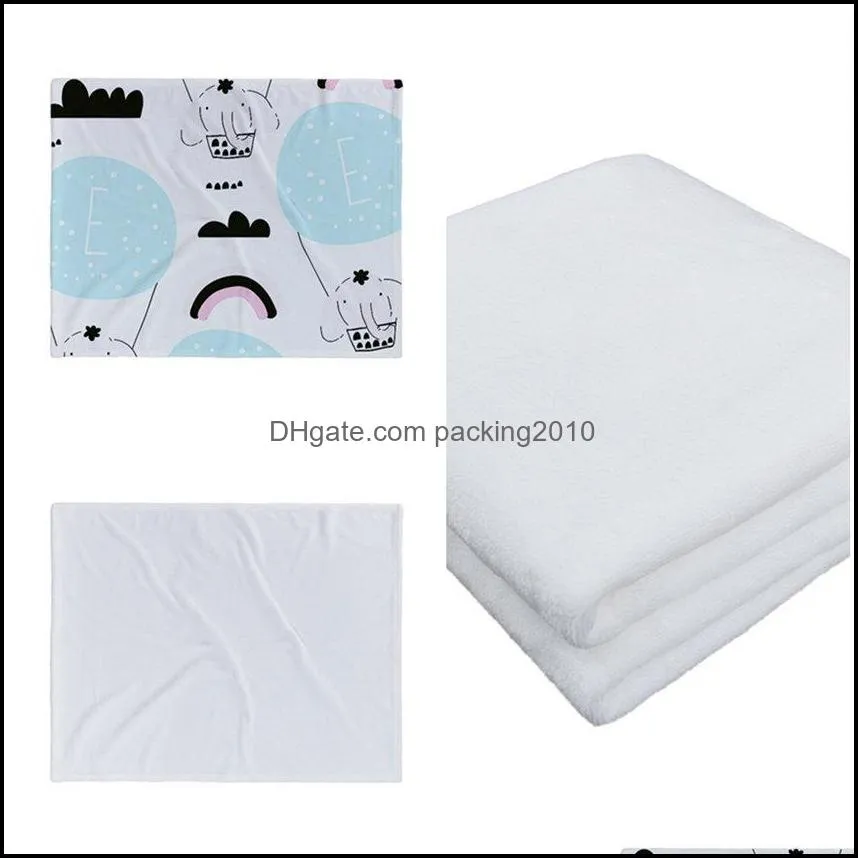 Blankets Home Textiles Garden Wholesale! Sublimation Baby Blanket White Blank Soogan Carpets Theramal Transfer Printing Quilts Customized