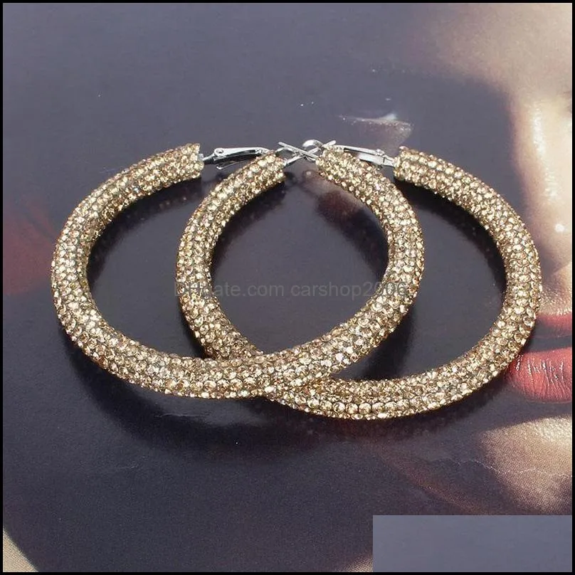 Leopard Print Hoop earrings exaggerated atmosphere personality beaded C-shaped ring earring fashion temperament alloy inlaid beads iron rings ear jewelry