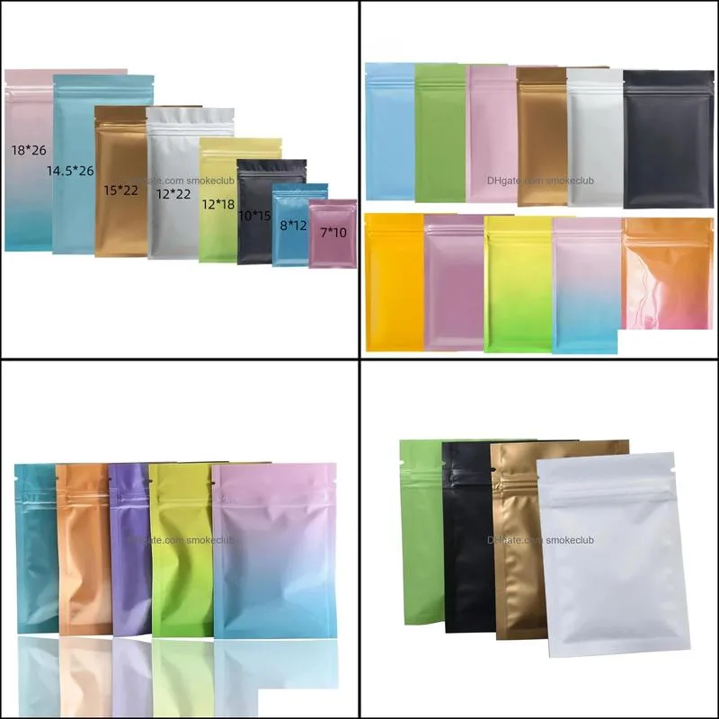 Sublimation Storage 100Pcs Glossy Matte Aluminum Mylar Foil Bag Zip Lock Self Seal Tear Notch Flat Pouches for Food Snack Tea Coffee Bean