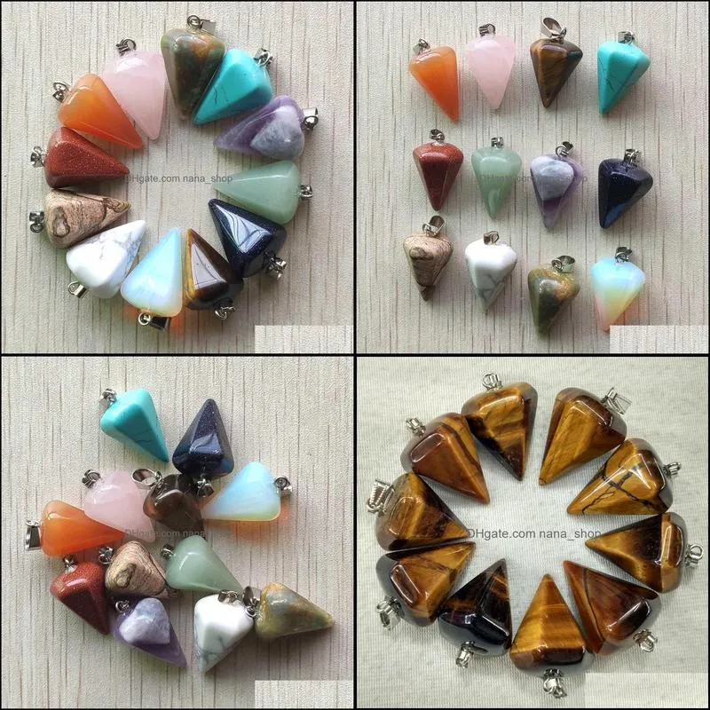 natural stone pyramis shape charms pendants for DIY necklace jewelry making