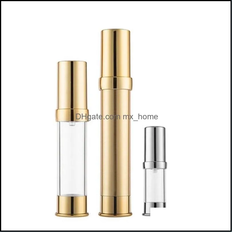 5ml 10ml 15ml 20ml 30ml AS airless lotion pump bottle hot stamping gold UV vacuum  oil cream sub-bottle