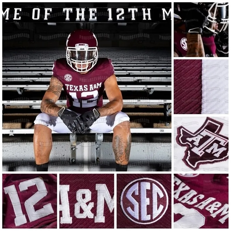 Uf CeoNC202 Texas AM Aggies 2020 NCAA College-Football-Trikot, gestickter Name, gestickte Nummer, hohe Qualität, schneller Versand