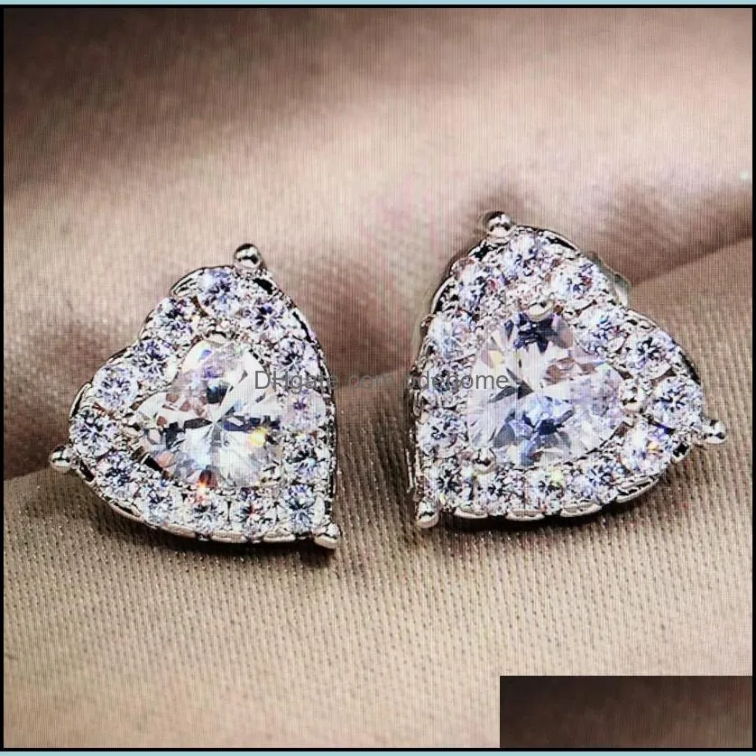 Fashion Crystal Rhinestone Heart Earrings for Women Ear Stud Valentine Day Anniversary Gift Party Birthday Jewelry