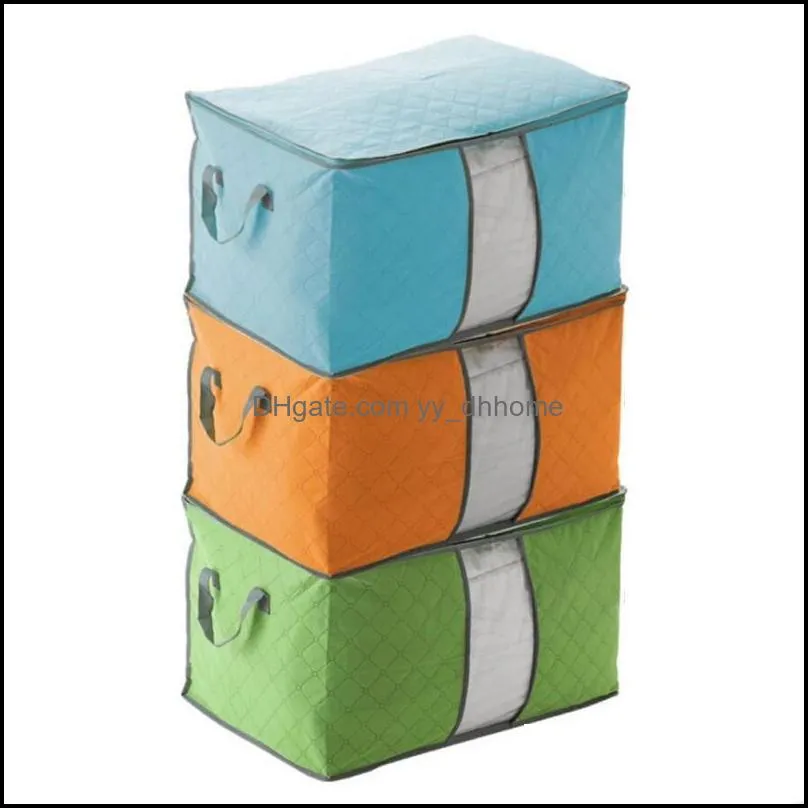 Portable Durable Cloth Container Organizer Non Woven Underbed Pouch Closet Cabin Sweater Clothing Storage Bag Box Bamboo