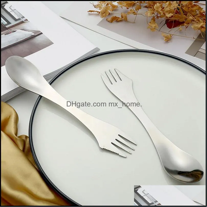 Fork spoon spork 3 in 1 tableware Stainless steel cutlery utensil combo Kitchen outdoor picnic scoop/knife/fork set LX3972