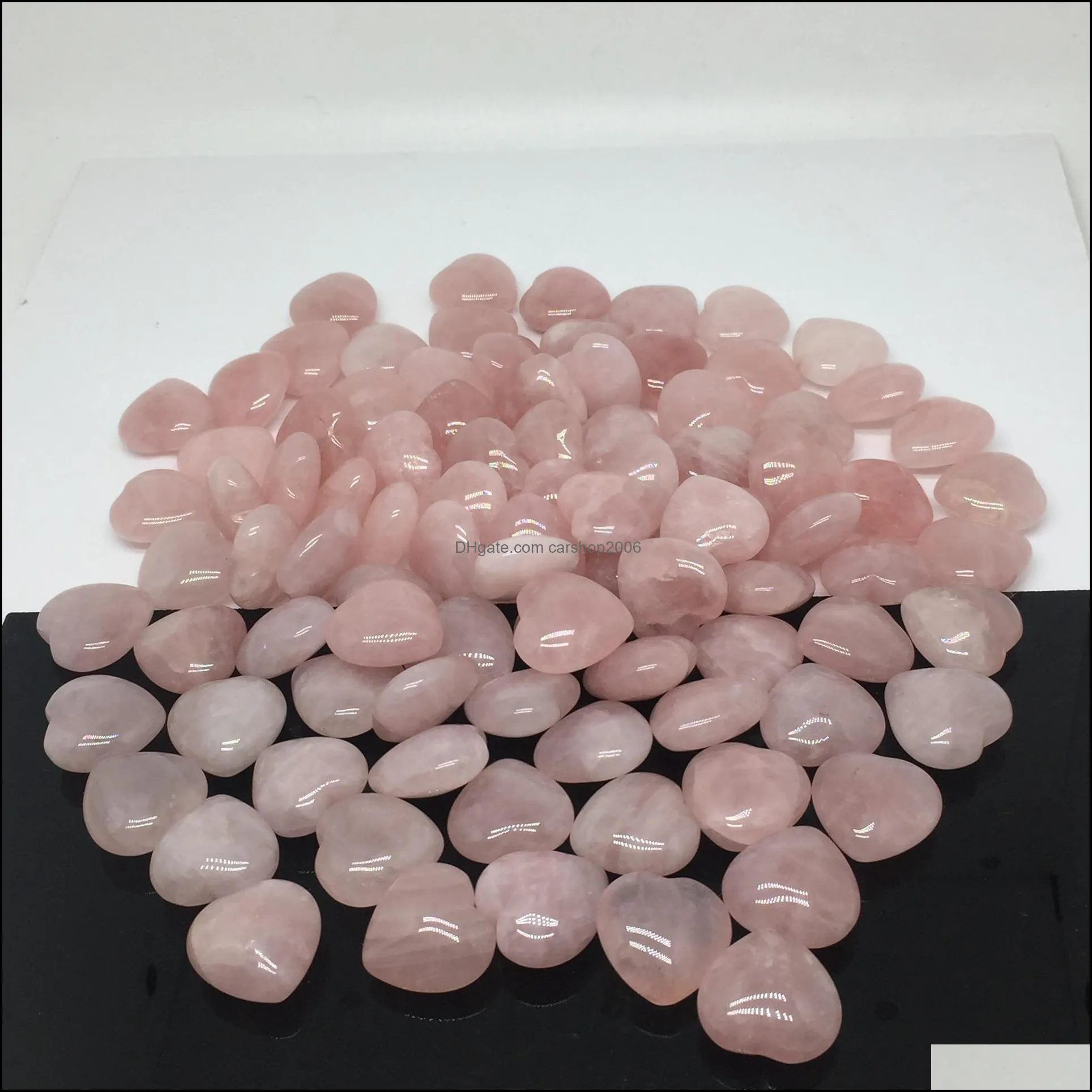 natural stone 25mm heart ornaments rose quartz crystal chakra hand handle pieces home decoration diy stone necklace accessories