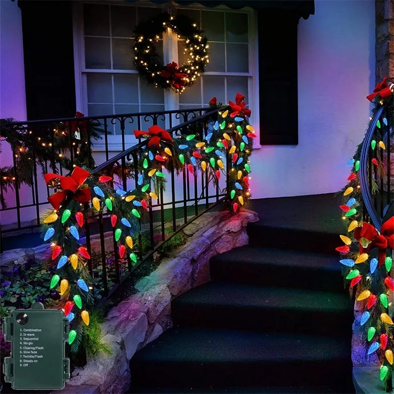 LED Dize Işıkları Açık Noel Süslemeleri 5 M 50 Leds Çilek Pil Kumandalı Peri Dizeleri Işıklar 8 Modu Garland 220408