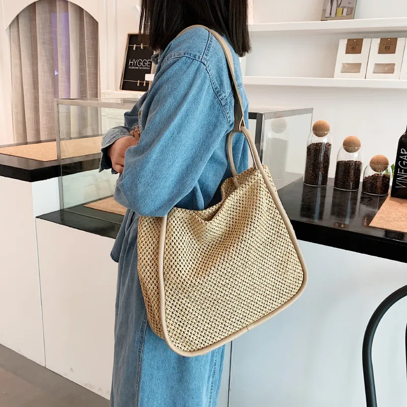 Sacs à main de grande taille Summer Beach Knit Straw Bag Casual Tote Bags Outdoor Day Packs