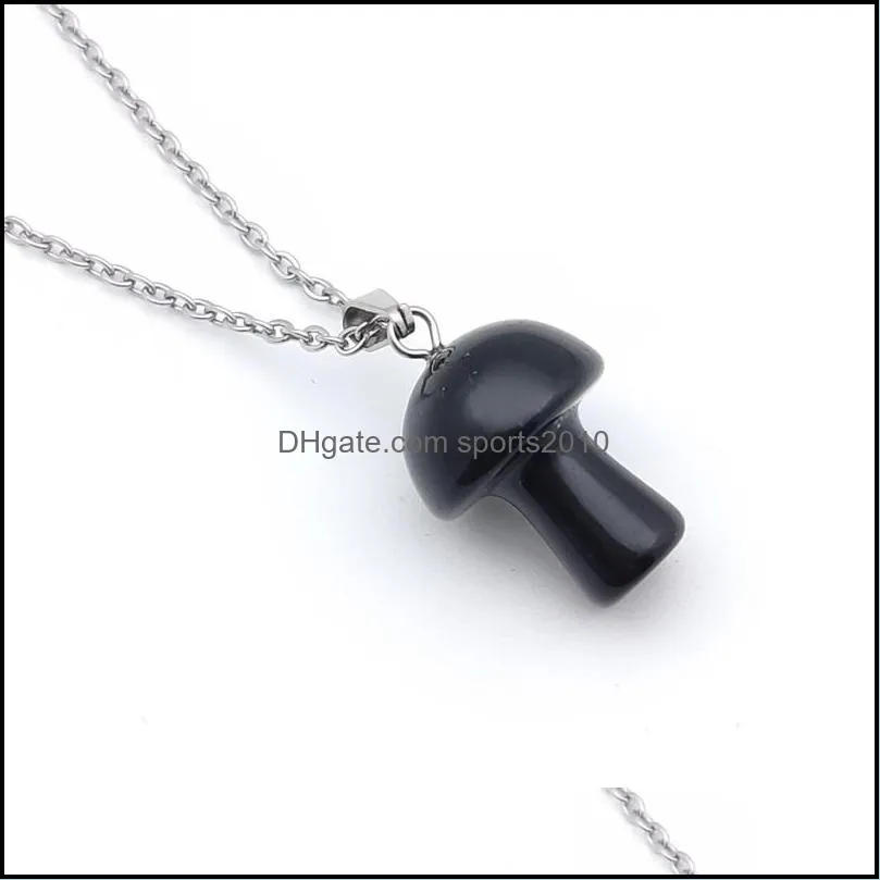 20mm mushroom statue glass & stone carving pendant reiki healing polishing gem necklace for women jewelry wholesal sports2010