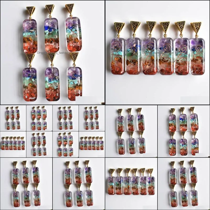 71x10mm colorful chakra beads natural stone charms amethyst lapis lazuli 7 colors stones pillar pendants diy mjfashion